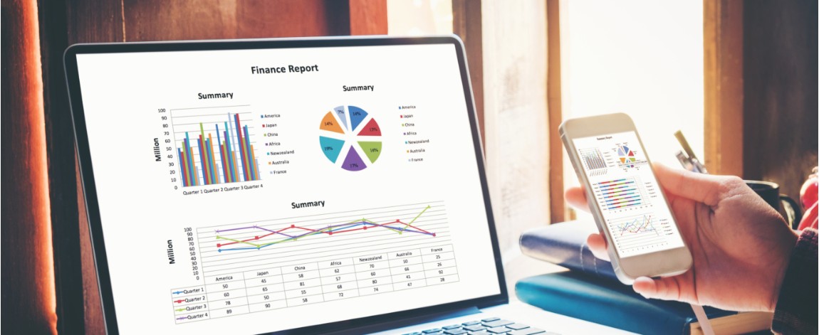 Laptop showing investment dashboard